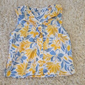 Liz Claiborne Blue and Cream Patterned Top